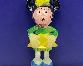LOUIS MARX DISNEYKINS juguete vintage figura de plástico walt disney vtg figurilla mickey mouse escena de televisión original Minnie coleccionable raro verde 2