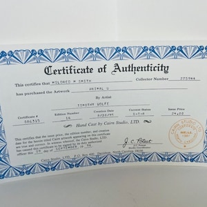 Tom Clark Gnome ALPHABET Figurine Block Wolfe COA ONLY animal U Uakari Urial