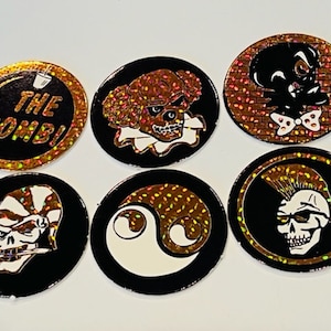Retro Pogs lot Slammer Milk Cap game vtg skull punk grunge skater punk copper C1