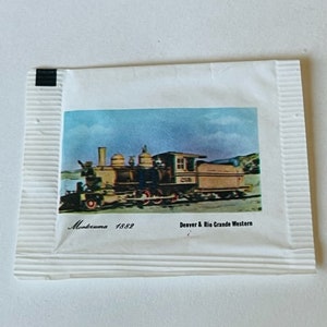 Holly Sugar Packet Train Locomotive engine Railroad sign paper ephemera Lionel advertising vtg memorabilia 1960 Denver Montezuma Rio Grande