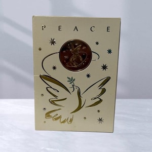 Franklin Mint Gold Coin Christmas Card Holiday Vtg 1970s Medal Dove Peace Earth
