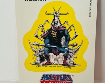 Pegatina de tarjeta coleccionable de Masters Universe de 1984, rompecabezas de Mattel, He-Man, Skeletor, Throne