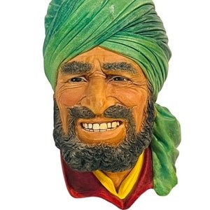 Bosson Chalkware Legend Face Figurine England Wall Bust Vtg Punjabi 1964 Turbin