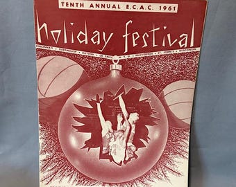 Reklam för vintage basketprogram, tryckt annons, 1961, julfestival, St Johns 10th
