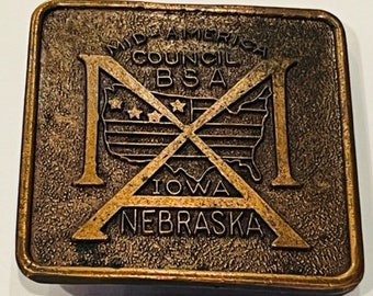 Boy Scouts Girl Cub Belt Buckle Memorabilia Belt Buckle Iowa Nebraska Brass BSA