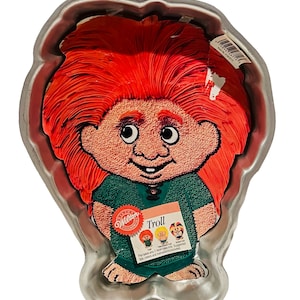 Wilton Cake Pan Metal Figure 1992 Troll 14Xll vtg orange hair sign ad gnome elf