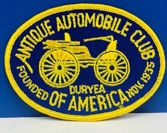 DURYEA MOTORCYCLE PATCH 1935 Antique automobile club founded America blue yellow vintage emblem badge jacket