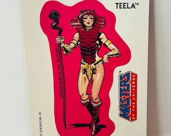 Pegatina de tarjeta coleccionable de Masters of Universe, rompecabezas de He-Man 1984 de Mattel, calcomanía de Teela