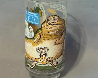 Taza de cristal vintage de Star Wars, Burger King, 1983, Jabba Hutt, Princesa Leia Rebo