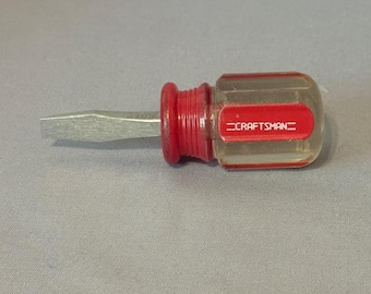 Vintage Tool Craftsman Screwdriver Flat Head 3.5" inch Clear Handle Flathead Red