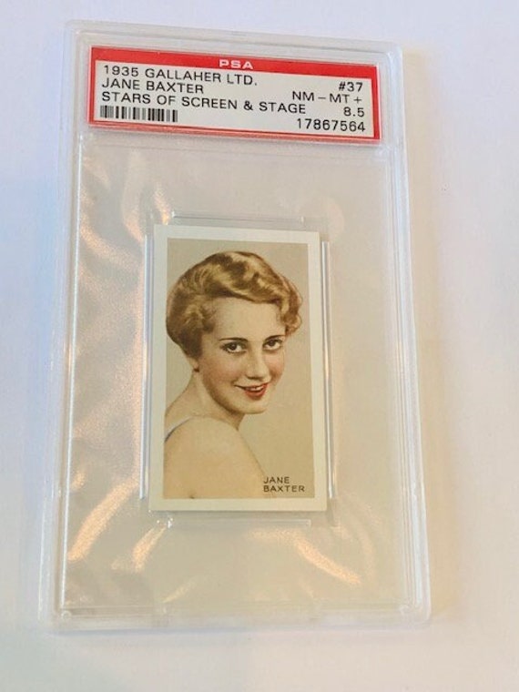 gallaher ltd cigarette cards Gallaher LTD 1935 Cigarette Tobacco Trading Card London Virginia House  Graded PSA 8.5 Stars Screen Stage Jane Baxter #37 the Middle Watch