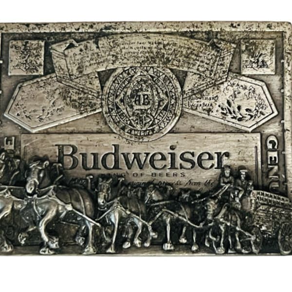 Belt Buckle vtg silver pewter brass Bergamot Siskiyou Budweiser Bud Beer Busch