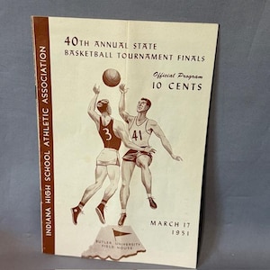 Vintage Basketball Souvenir Program Print Ad 1951 Indiana Butler Muncie Hoosiers