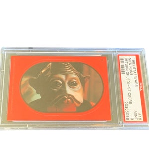 Naklejka na kartę kolekcjonerską Star Wars Topps w stylu vintage Graded PSA 9 mint vtg oryginalna kolekcjonerska RZADKA Return of Jedi #16 Nien Nunb Numb CZERWONA