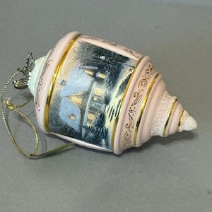 Vintage Thomas Kinkade Christmas Ornament Cottage Bradford Glass Eve Heirloom