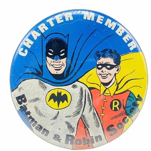 BATMAN UND ROBIN 1966 Pinback Button Pin Charter Mitglied Gesellschaft dc Comics Superhelden Gotham Joker Super held Sammler Vintage mcm vtg