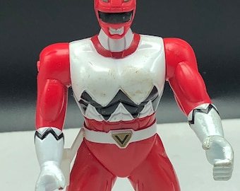 1998 BANDAI POWER RANGERS vintage mighty morphin action figure toy Red white holster robots space sci fi