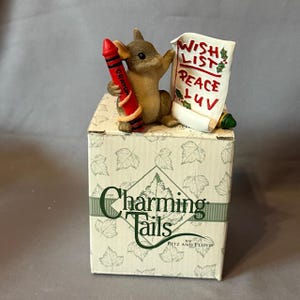 Vintage Charming Tails Figur Fitz Floyd Weihnachten Maus Mackenzie Wish List
