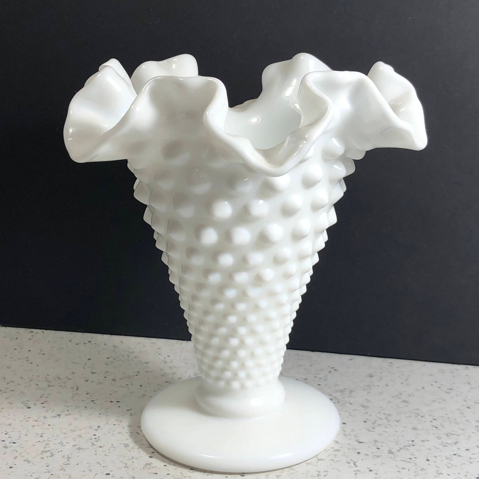 MILK WHITE GLASSWARE Vintage Hobnail Opaque Vase Collectible Etsy