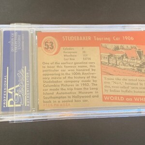 1954 World on Wheels trading card sports classic car automobile Graded slabbed PSA 8 Mint RARE vintage #53 Studebaker 1906 Touring image 4