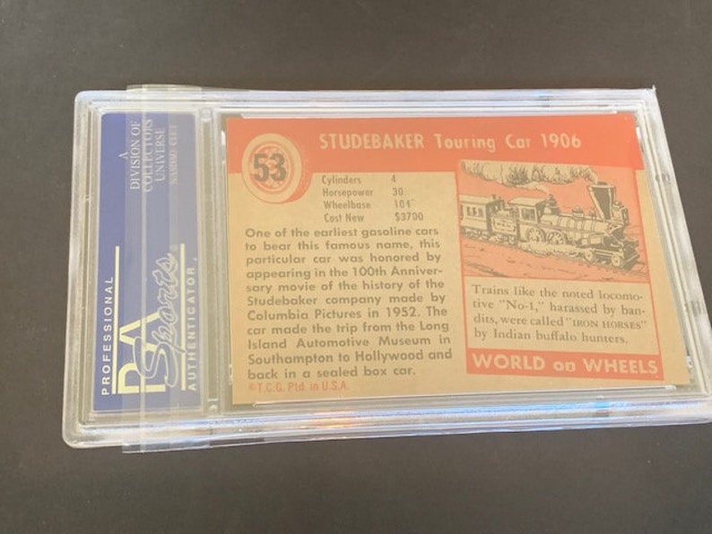 1954 World on Wheels trading card sports classic car automobile Graded slabbed PSA 8 Mint RARE vintage #53 Studebaker 1906 Touring image 4