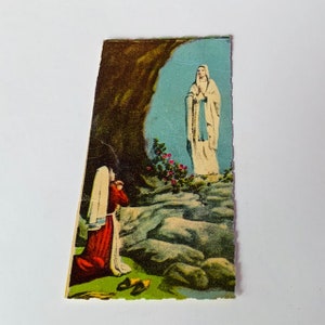 HOLY PRAYER CARD ancien papier vintage éphémère brodable cadeau d’église décor chrétien catholique Jésus-Christ 1912 vierge Marie chapelet