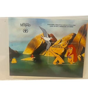 Timbres-poste de collection Walt Disney Ariel Dominique Little Mermaid Society vtg