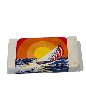 HOTEL MOTEL ADVERTISING Soap bar travel memorabilia souvenir unused sealed Americana vtg Colorado Co Sailboat sail boat sunrise ship