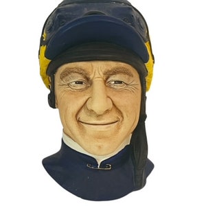 Bosson Chalkware Legend Face Figurine England Wall Bust Box 1990 Jockey RARE