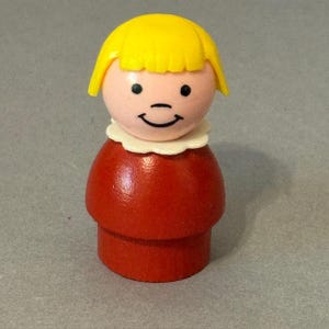 Vintage Fisher Price Little People Antique 1960s Figure Toy Kids Wood Blonde Bob
