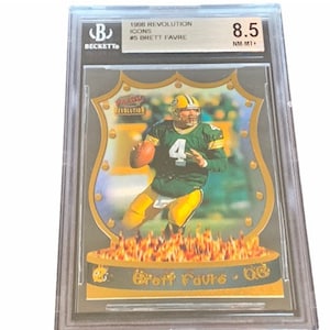 Brett Favre vintage die cut sp insert Green bay Packers Hall Fame non auto BGS 8.5 Graded card 1998 Pacific Revolution Icons #5 Fire