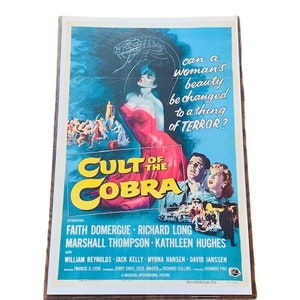 Bioscoop Poster Lobby Card Vintage reclame ephemera 17X11 muur hangende decor jaren 1960 Cult of Cobra Terror Horror Faith Domergue BC1