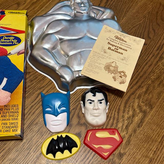 Vintage Superman Batman Cake Pan Set Wilton Super Hero 1977 COMPLETE DC ...