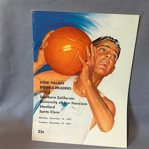 Vintage Basketball Program Print Ad Bracket 1957 Cow Palace USC San Francisco