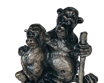 Noah's Ark Pewter Figurine miniature collectible metal figure Bible Genesis animals on vessel ship boat memorabilia collectible Monkeys apes