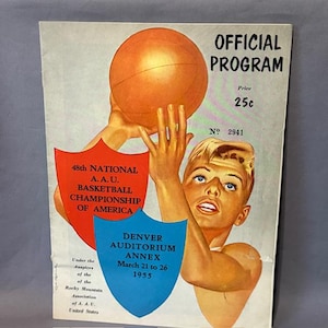 Vintage Basketball Souvenir Program Print Ad 1955 National AAU 48th Championship