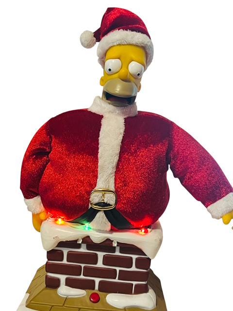 The Simpsons Singing Homer Christmas Figure Animation Moving 2004 Fox Santa Vtg