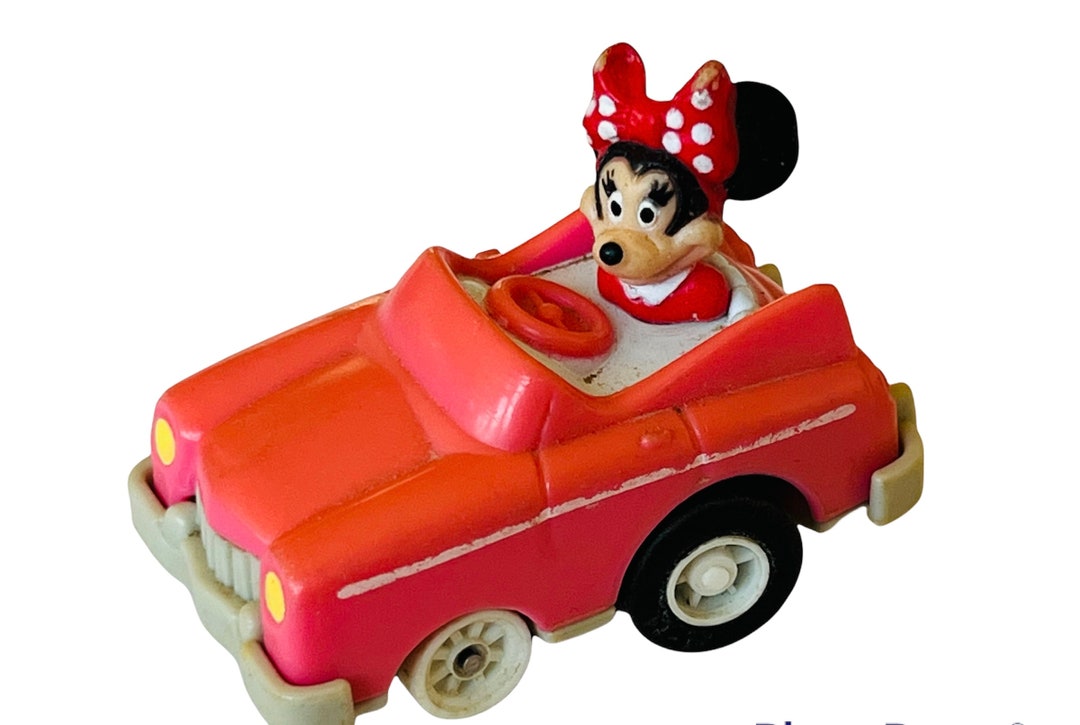 Minnie Mouse Toy Car Pink Bow M4-5 Vtg Walt Disney Figure Pull Back ...
