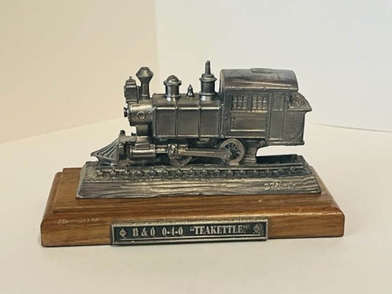 Michael Ricker Pewter Train Locomotive Model Figurine Railroad B&O Teakettle 040 image 2