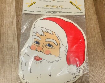 SANTA CLAUS DECAL 1987 vintage art sticker vinyl New old stock Fabrik versiegelt two way vu transparent Urlaub Weihnachten 11X9