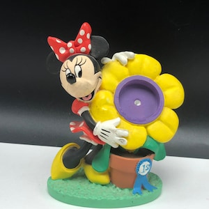 FIGURINA MINNIE MOUSE lunetta cassa orologio porta girasole walt disney fiore statua scultura da collezione 1° primo posto soprammobile regalo