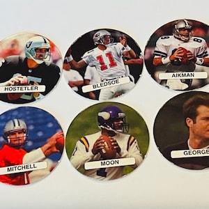 NFL football Quarterbacks Pogs lot Slammer Milk Cap game vtg Aikman Warren Moon