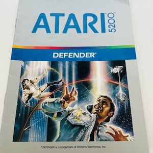 Defender Atari Video Game 2600 Manual Guide vtg 5200 electronics poster 1982 usa