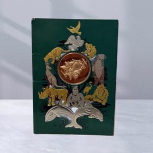 Franklin Mint Gold Coin Christmas Card Holiday Vtg 1970s Animals 2001 Green Bear