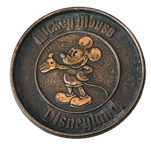 Century Mickey Mouse vtg Brass Coaster Canada Theme park souvenir Disneyland 70s