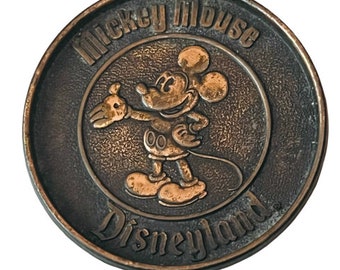 Century Mickey Mouse vtg Brass Coaster Canada Theme park souvenir Disneyland 70s
