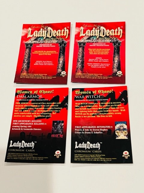 Lady Death Comic Trading Cards Lot Chromium Chaos Cryptic Chrome
