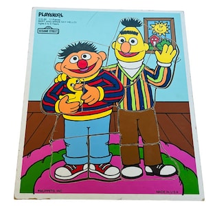Bert Ernie Sesame Street Puzzle vtg Muppets Inc Playskool 11 piece wood duck 12" BC1