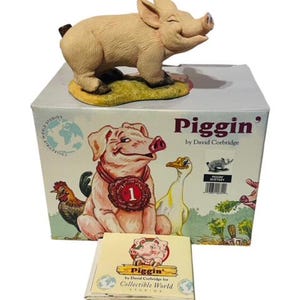 Pig Figurine Anthropomorphic Corbridge Piglet Flambro Piggin BOX Ecstacy Farm