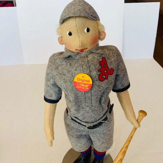 STEIFF BASEBALL PLAYER Vintage Plush Stuffed Animal Teddy Bear Toy